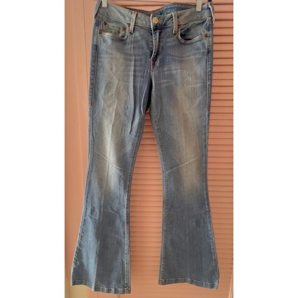 TRUE Religion EMI Jeans Women's Size 30 x 34L Mid-Rise Flare Stretch Made in USA